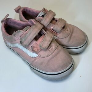 2/$20 Vans Size 8 Toddler Pink Velcro Sneakers Slip On Running Shoes Non-Marking